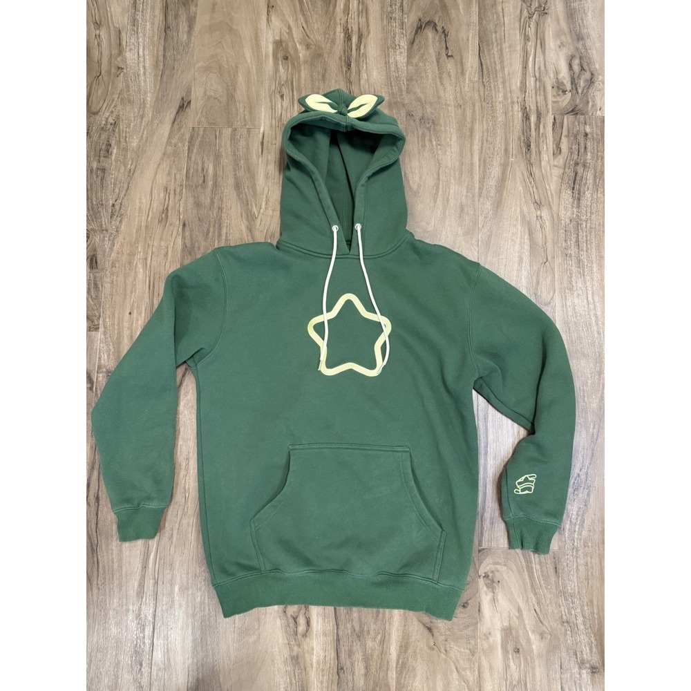 Sykkuno Hoodie Mens M Leaf Green Star Graphic Pullover Sweatshirt Heavyweight - Picture 3 of 12